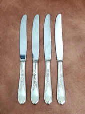 4 Wm Rogers Mfg Co Priscilla / Lady Ann Silverplate Dinner Knives 9 1/8"