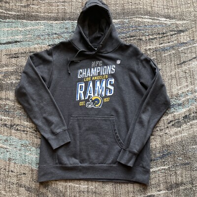 Adult Los Angeles Rams NFC Champions Super Bowl Hoodie Pullover Sweatshirt  Sz M