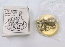 Vintage Brass Dollhouse Miniature 8 piece Wine Set