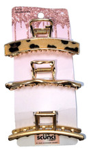 Scunci Hair Salon Clips - 3 clips - Gold Metal - NEW AS SHOWN - 10262