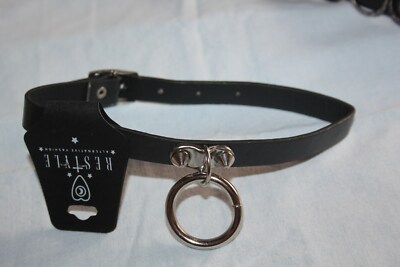 Rock Gothic Halskette Halsreif - RESTYLE - Schwarz Lederoptik - Metallschnalle