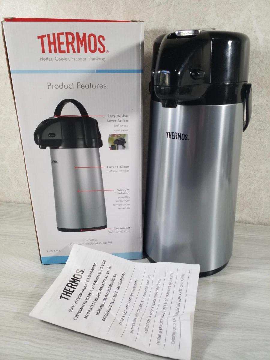 Thermos Vacuum Insulated Pump Pot Hot Cold 2 Qt 1.9L PP1925