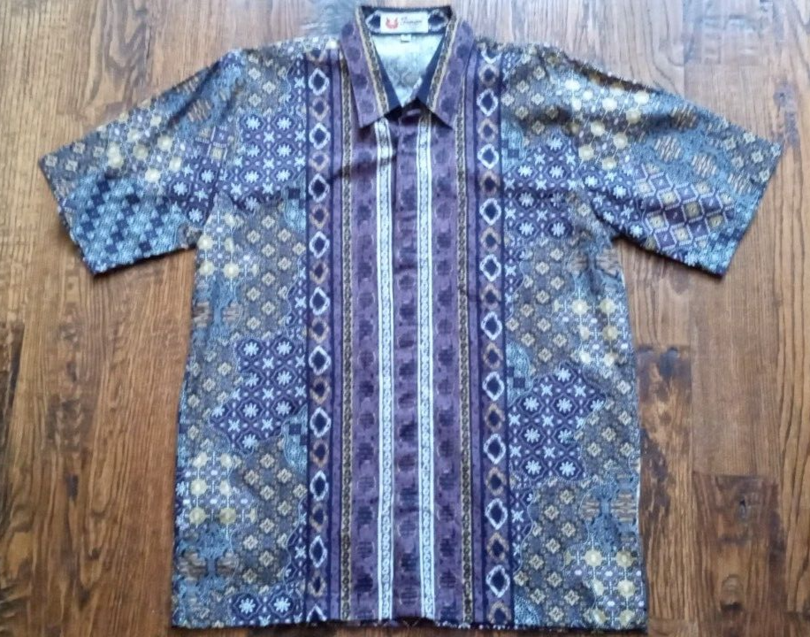 Sunan Batik Vintage Button Up Short Sleeve Shirt XL Purple Sunan Batik Vintage Button Up Short Sleeve Shirt XL Purple