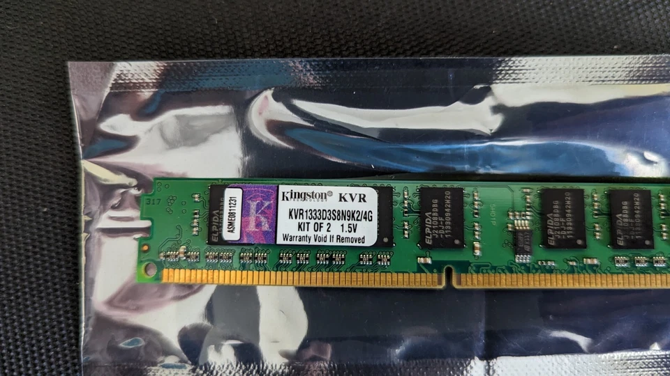 4GB PC RAM Kingston PC3-10600 DDR3 KVR1333D3S8N9K2/4G KVR1333D3S8N9K2 Low Profil - Image 3 of 3