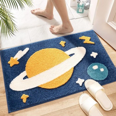 Cute Space Bathroom Bath Rug Soft Microfiber Water Absorbent 20x31 Inch