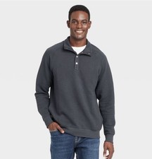 Goodfellow  Co Quilted Snap Pullover Sweatshirt Men  s XL Dark Gray