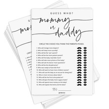 50 Mommy or Daddy Baby Shower Game Cards, Fun Baby Shower Games for Boy or G...