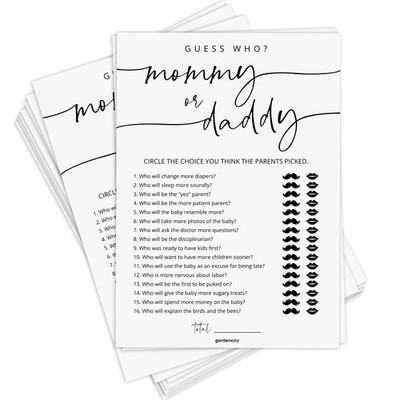 50 Mommy or Daddy? Baby Shower Game Cards, Fun Baby Shower Games for Boy or G...