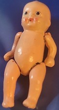 Antique Baby Doll Bisque Miniature Jointed Fig. Painted JAPAN 3.5" OUTSTANDING