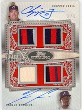 Chipper Jones Ronald Acuna Jr 2020 Sterling Dual Relic Autograph Card SWARJA 3/5