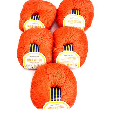 Lion Brand Collection Mako Cotton Nylon Yarn 6 units 125 Yards Orange New