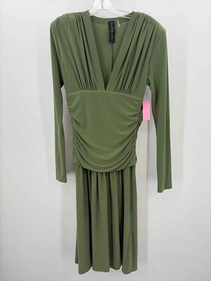Pre-Owned Norma Kamali Green Size Medium Shift Knee Length Long Sleeve Dress  | eBay