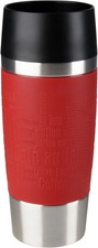 Emsa Travel Mug Thermobecher Edelstahl mit roter Kunststoff-Manschette 0,36 L