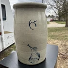 Antique Red Wing 6 gallon Birch Leaf Stoneware Crock Churn
