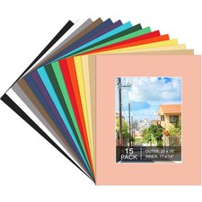 15 Pack 20x16 Picture Mats, Mixed Colors Frame Mattes for 11x14 Pictures Phot...