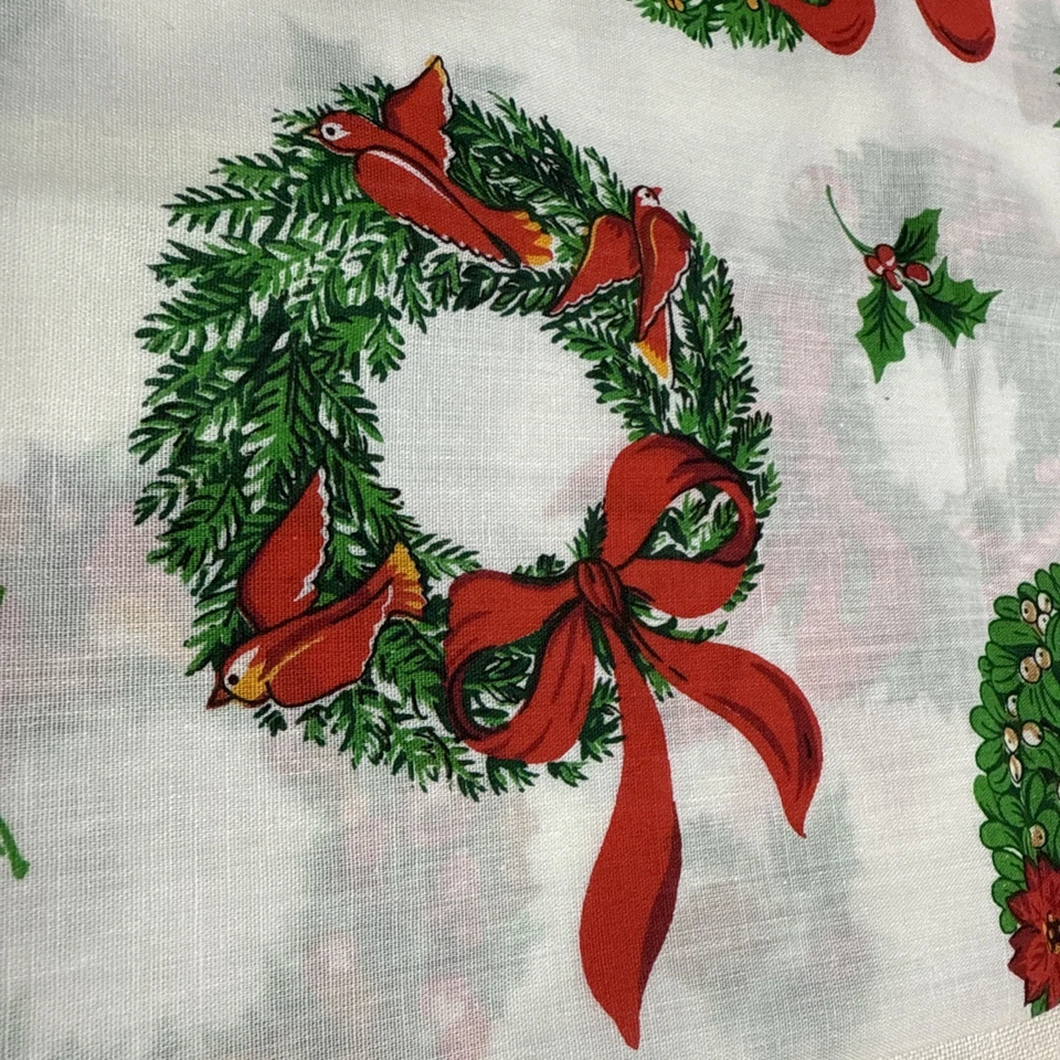 "Tela corona de Navidad vintage blanca acebo baya 20"" X 60""" Foto 3 de 4