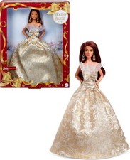 NEW Barbie Signature 2025Holiday Brown Hair FashionDoll Latino Silver- Gold Gown