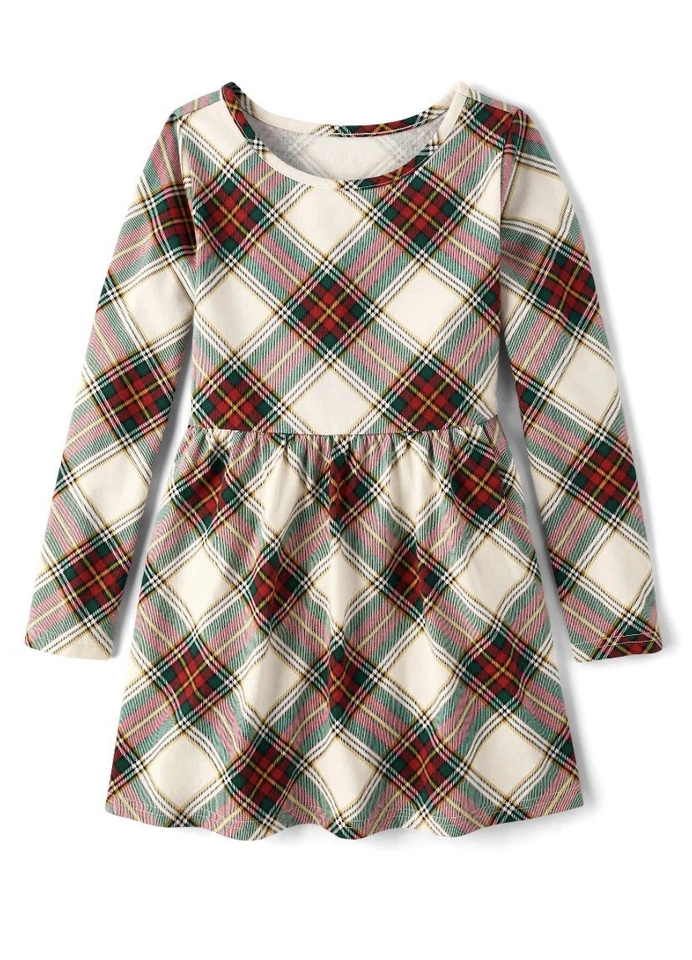 Vestido a Cuadros The Children’s Place Niñas Informal Vacaciones Navidad Talla 5/6 NUEVO CON ETIQUETAS NUEVO Foto 2 de 4