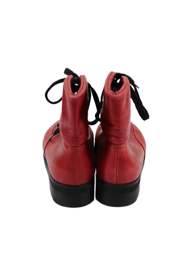 Женские кожаные сапоги Walter Steiger на шнуровке с вырезом на лодыжке красные черные размер 6 - Изображение 3 из 4