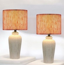 Large Ceramic Beige Table Lamp With Multi-Red Fabric Shade. 26 2 Pack
