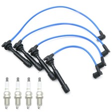 4 Pack 5464 Spark Plugs and 27501-22b00 Spark Plug Wires, Replacement for Hyunda