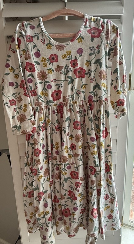 Alice + Ames Girls 8 Multicolor Floral Knit A-Line 3/4 Sleeve Knee Dress