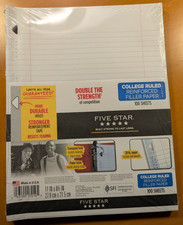Five Star College Ruled Reinforced Filler Paper 100 Sheets College Ruled