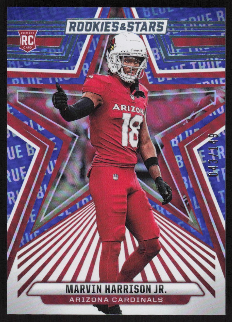 2024 PANINI ROOKIES & STARS TRUE BLUE MARVIN HARRISON JR. RC 043/149 ARIZONA