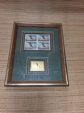 Ducks Unlimited Framed 1990 Block Of Four $5 Duck Stamps With Gold Stamp 
