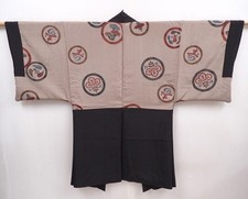 5920T14z540 Vintage Japanese Kimono Silk Men's HAORI   Black