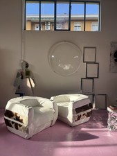 coppia poltrone Letto vintage Anni 70 Ritappezzate. Oggetto Unico