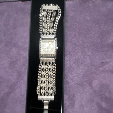Fossil Women s Silver Tone Rectangle Analog Quartz Bracelet Watch