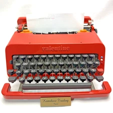 Olivetti Valentine Typewriter Red bucket Vintage  w/ Case Spain and New ribbon