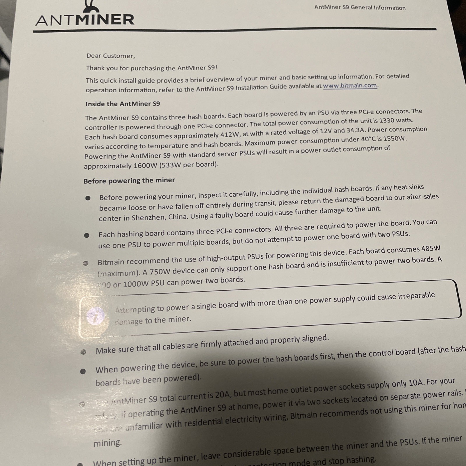 🟢 Antminer S9 13 or 14 TH/s, power supply, power cord, internet cable included thumbnail 3