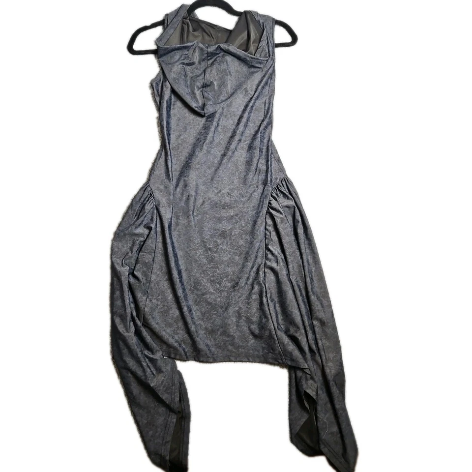 Goth Witch Cosplay Hooded Dress Lace Up Sleeveless Asymmetrical Hem Stretch S/M - Image 4 of 4