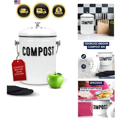 Countertop Compost Bin Kitchen, 1.3 Gallon Stainless Steel Indoor Compost Buc...