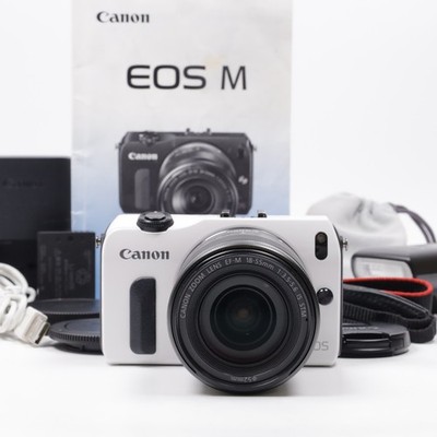 Canon EOS M White Camera w/ EF-M 18-55mm F3.5-5.6 IS STM Lens [Near Mint] #7453J