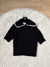 Kragenpullover Wolle Struktur Knit Vintage Chic Peter Pan kragen Retro 38