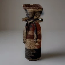 Rhonda Stark Wine Bottle Gift Bag Aztec Wool Blend Tie RARE Western Made In USA