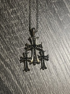 Chrome Hearts Triple Cross Black Jeweled Pendant