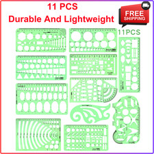 11PCS Geometric Drawings Templates, Drafting Stencils Measuring Tools for Office