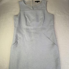 Brooks Brothers Dress Womens 14 Blue Jacquard Sheath Sleeveless Work Party