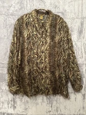 Creative Design Works Cardigan Womens Size 3X Animal Print Black Mob Wife Sheer