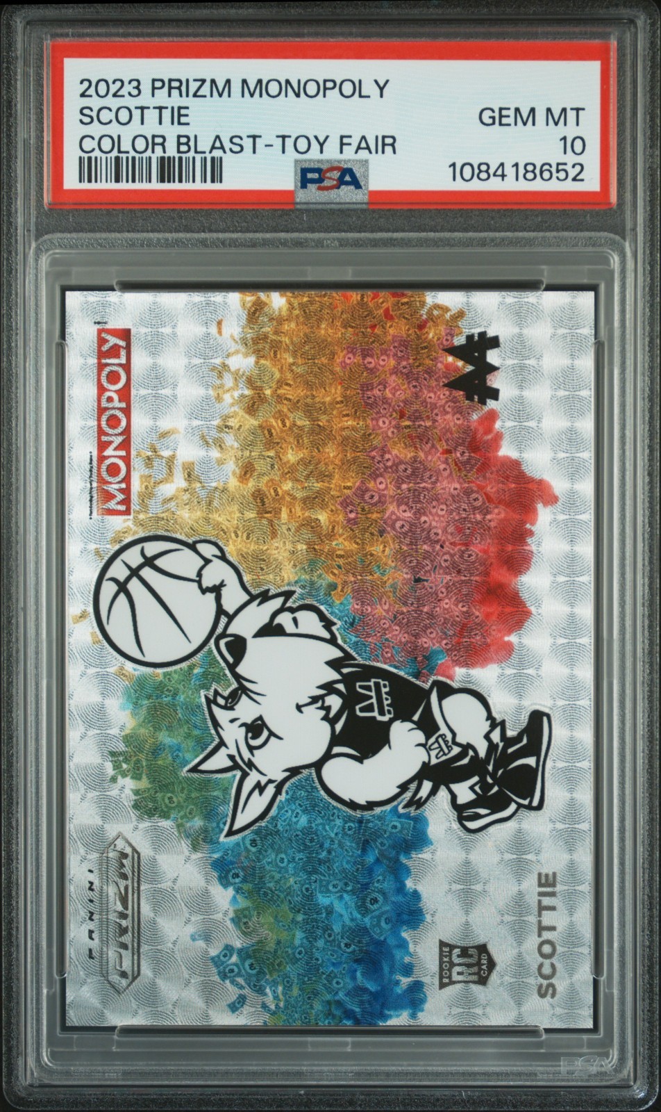 2023 PANINI PRIZM MONOPOLY SCOTTIE COLOR BLAST TOY FAIR Exclusive PSA 10