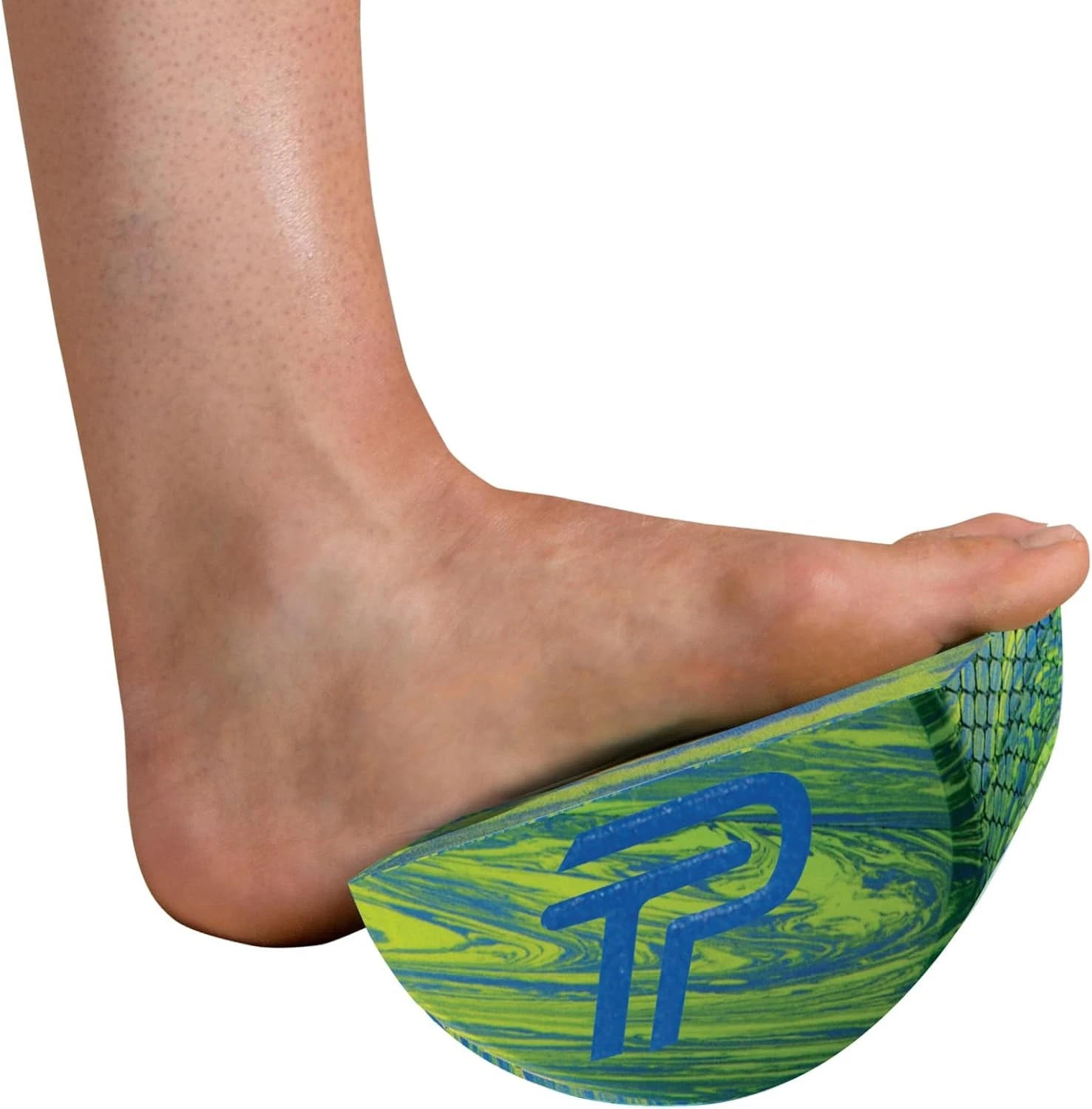 Calf Stretcher/Half Round Foam Roller 1 Count (Pack of 1), Blue and Green
