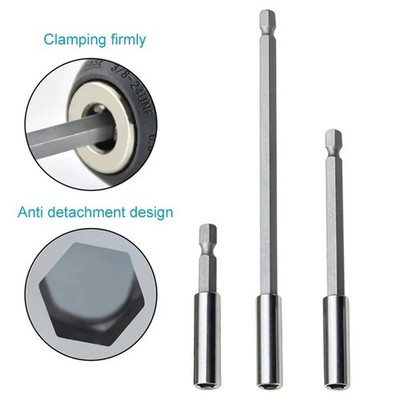 3tlg Magnet Bithalter Set 75mm 100mm 150mm Verlängerungsstangen 1/4'' Sechskantschaft L2210