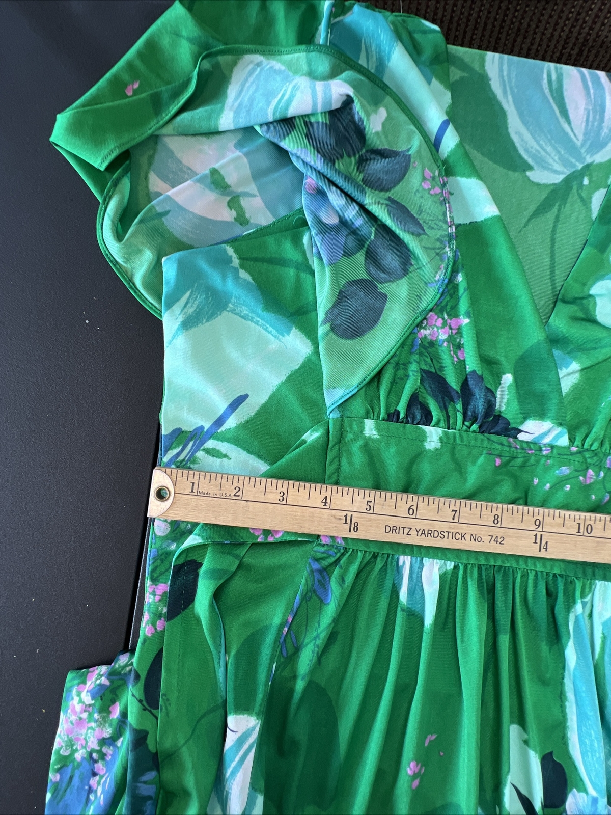 Vintage 60's Lilia Honolulu Maxi Dress Green/Pink/Tea… - Gem