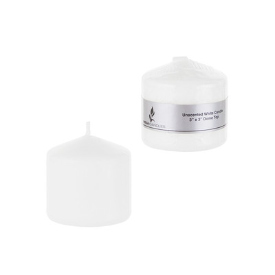 Mega Candles - Unscented 3'' x 3'' Round Pillar Candle - White, Set of 6