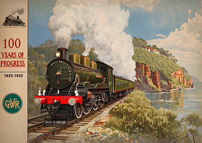 Vintage 100 Jahre Fortschritt GWR Eisenbahn Reise Poster Wanddrucke A4