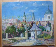 VICENTE SEGURA (1930-2015) Gemälde Öl Ansicht Gärten Casa Del Moro Madrid MD3